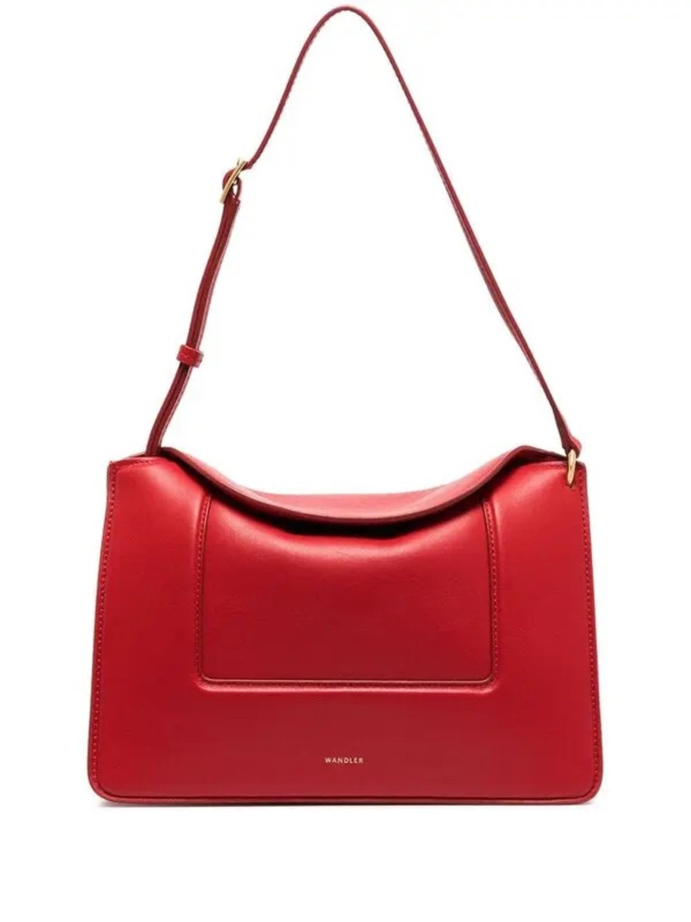 Wandler Red Penelope Leather Shoulder Bag with Gold Hardware